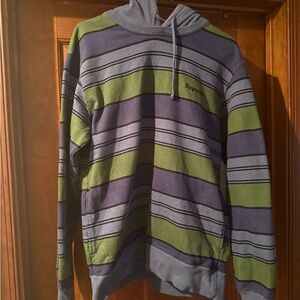Supreme Purple and Green Striped Hoodie Size Large
